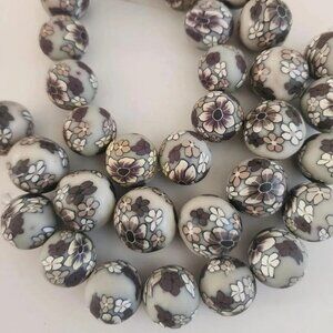 Polymer clay round flower bead strands, floral crafting beads, jewelry making su